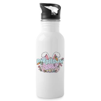 Birthday Squad Happy Easter Sunday Rabbit Bunny - Water bottle with straw - white - Right
