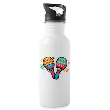 Colorful Maracas Pattern - Water bottle with straw - white - Right