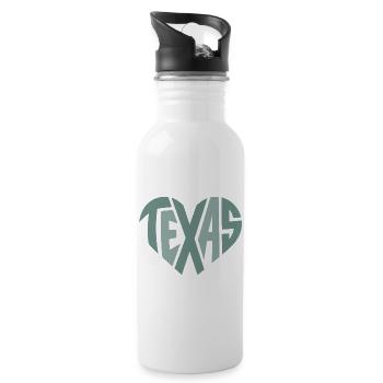 Texas Typography Geometric Heart - Water bottle with straw - white - Right