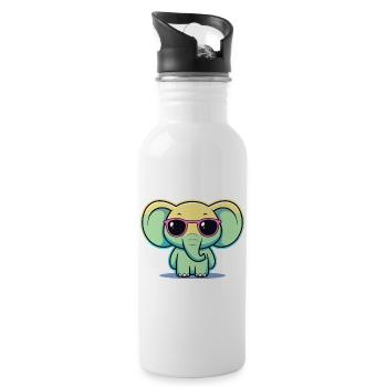 Pastel Elephant Pink Glasses - Water bottle with straw - white - Right