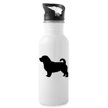 Norfolk-Terrier-Silhouette - Trinkflasche mit integriertem Trinkhalm - Weiß - Rechts