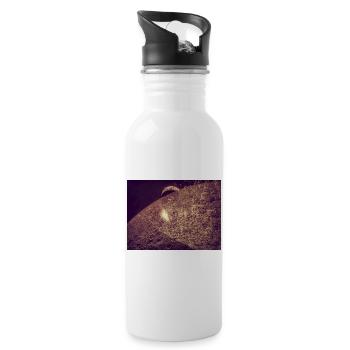 Mondkraterlandschaft Sepia - Trinkflasche mit integriertem Trinkhalm - Weiß - Rechts