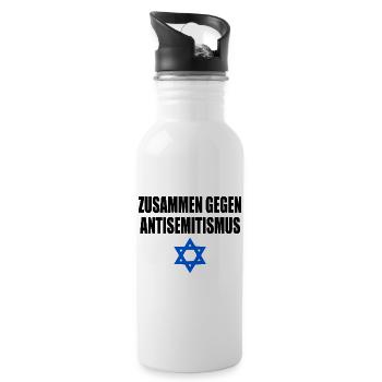zusammen gegen antisemitism - Trinkflasche mit integriertem Trinkhalm - Weiß - Rechts