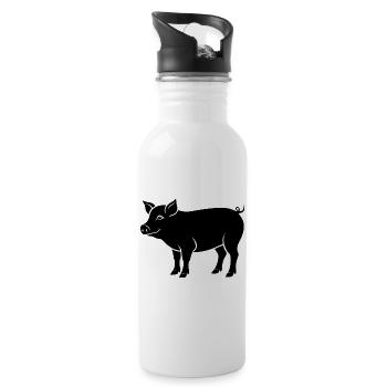 cochon - Gourde avec paille intégrée - blanc - Droite