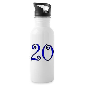 20. 20th ANNIVERSARY. 20 YEARS ANNIVERSARY. 20 YEARS. - Water bottle with straw - white - Right