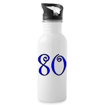 80. 80 JAHRE. 80. JUBILÄUM. 80-JAHRES-JUBILÄUM. - Trinkflasche mit integriertem Trinkhalm - Weiß - Rechts