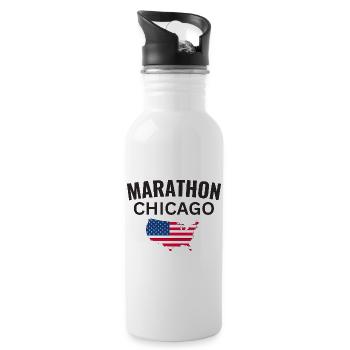 Marathon Chicago - Trinkflasche mit integriertem Trinkhalm - Weiß - Rechts