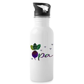 Gemüsegarten Opa - Trinkflasche mit integriertem Trinkhalm - Weiß - Rechts