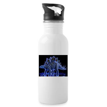 Neon Stegosaurus-Lichtshow - Trinkflasche mit integriertem Trinkhalm - Weiß - Rechts