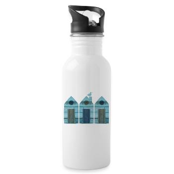 Beach House Three Beach Sea Wood Decoration Seagull 3 - Water bottle with straw - white - Right