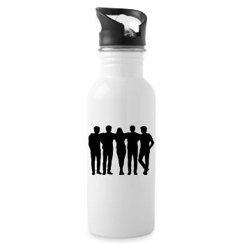 Menschen Gruppe Silhouette Freunde Team Zusammen - Trinkflasche mit integriertem Trinkhalm - Weiß - Rechts
