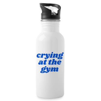 crying at the gym - Trinkflasche mit integriertem Trinkhalm - Weiß - Rechts