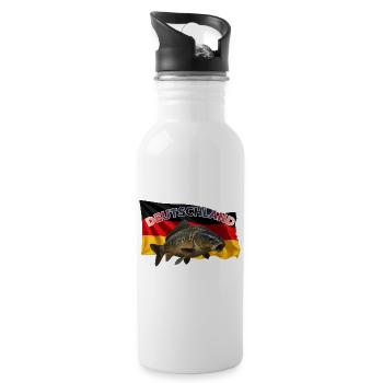 Karpfenangeln Deutschland - Angeldesign - Trinkflasche mit integriertem Trinkhalm - Weiß - Rechts