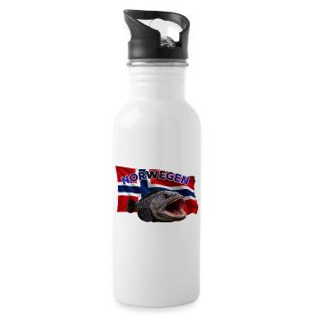 Steinbeisser Angeln Norwegen - Trinkflasche mit integriertem Trinkhalm - Weiß - Rechts