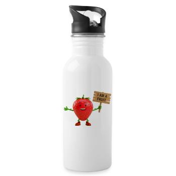 Fraise avec un panneau - Gourde avec paille intégrée - blanc - Droite