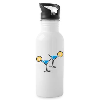 2 Cocktailgläser / Cocktail / Martini + (Hellblau) - Trinkflasche mit integriertem Trinkhalm - Weiß - Rechts