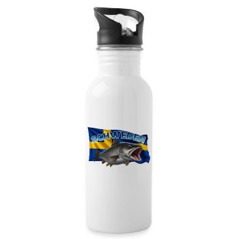 Forelle Angeln Schweden - Fisch Motiv - Trinkflasche mit integriertem Trinkhalm - Weiß - Rechts