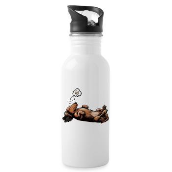Langhaardackel Dackel Dackelhalter Teckel Tekkel - Trinkflasche mit integriertem Trinkhalm - Weiß - Rechts