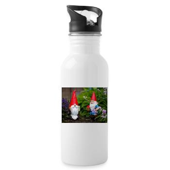 Gartenwichtel Rotkappe Szene - Trinkflasche mit integriertem Trinkhalm - Weiß - Rechts