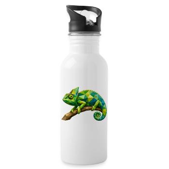Geometric Chameleon Branch - Water bottle with straw - white - Right