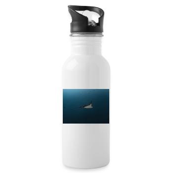 Manta gleiten über den Ozean-Abgrund - Trinkflasche mit integriertem Trinkhalm - Weiß - Rechts
