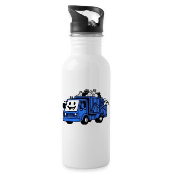 Garbage truck children - Water bottle with straw - white - Right