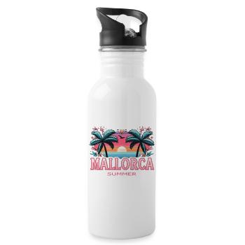 Mallorca - Trinkflasche mit integriertem Trinkhalm - Weiß - Rechts