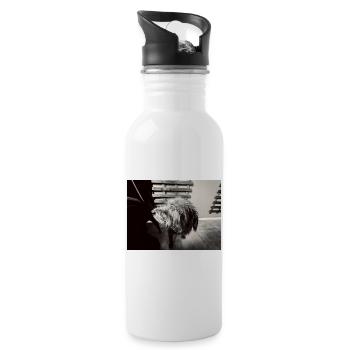 Black and White Canine Look - Water bottle with straw - white - Right