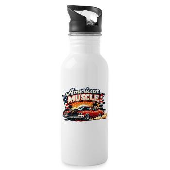 American_Muscle_2 - Trinkflasche mit integriertem Trinkhalm - Weiß - Rechts