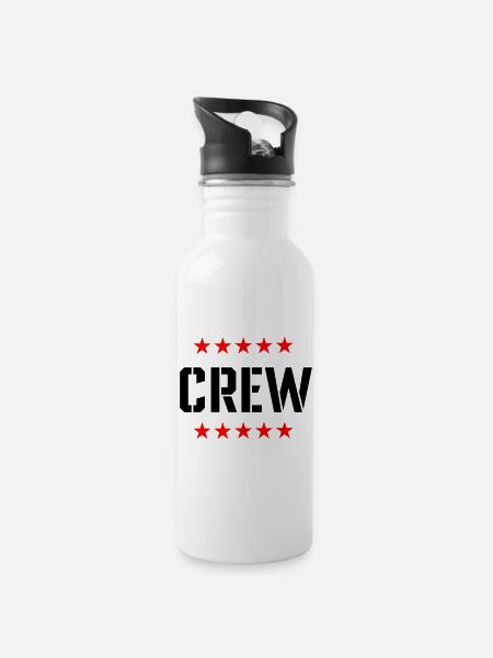 Crew with stars - Water bottle with straw - white