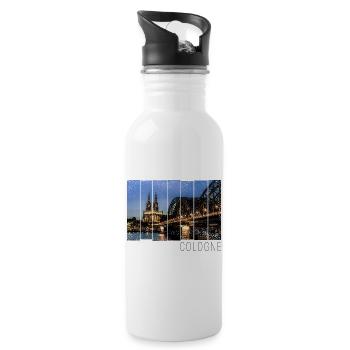Cologne Cityscape with Cathedral in Germany Souvenir - Water bottle with straw - white - Right