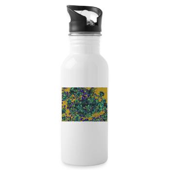 Fleurs néon Décor floral psychédélique - Gourde avec paille intégrée - blanc - Droite