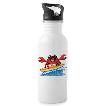 Cancer in surfing - Water bottle with straw - white - Right