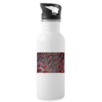 Farbwirbel Marmormuster - Trinkflasche mit integriertem Trinkhalm - Weiß - Rechts