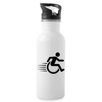 Fast wheelchair user in motion # - Water bottle with straw - white - Right