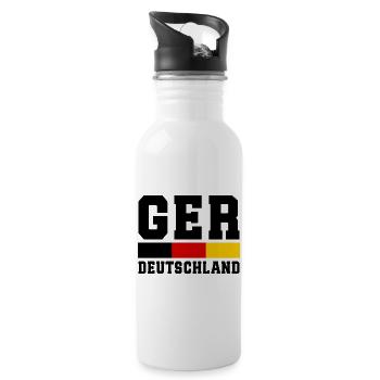 Deutschland Fußball Weltmeisterschaft - Germany - Trinkflasche mit integriertem Trinkhalm - Weiß - Rechts