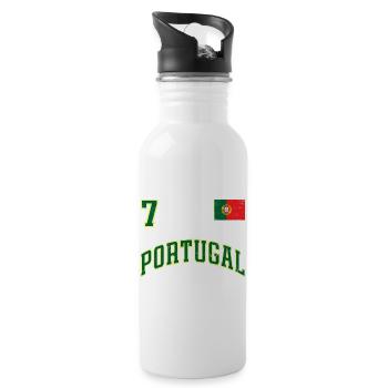 Portugal Football PORTUGAL Text Jersey Design - Water bottle with straw - white - Right