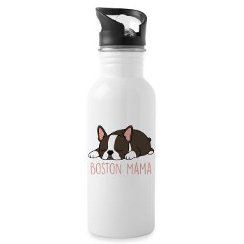 Boston Mama Boston Terrier Hund Mama Liebhaber - Trinkflasche mit integriertem Trinkhalm - Weiß - Rechts