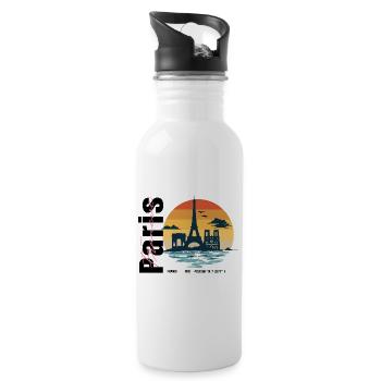 Paris Skyline Vintage Frankreich - Trinkflasche mit integriertem Trinkhalm - Weiß - Rechts