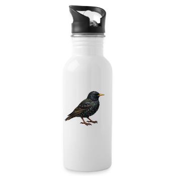 Oiseau Stellaire - Gourde avec paille intégrée - blanc - Droite