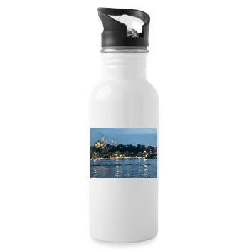 Night Bosphorus Istanbul - Water bottle with straw - white - Right