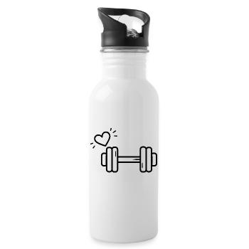 T-shirt Haltère Cœur Passion Fitness - Gourde avec paille intégrée - blanc - Droite
