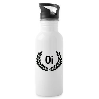 Green Laurel Wreath Outline - Water bottle with straw - white - Right