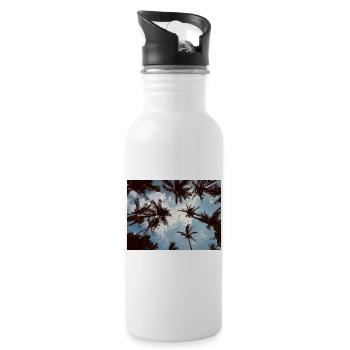 Tropical palm perspective - Water bottle with straw - white - Right