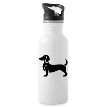 dachshund - Water bottle with straw - white - Right