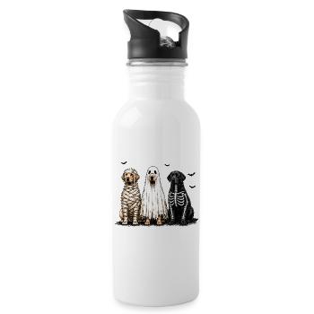 Dog trio in Halloween costumes - Water bottle with straw - white - Right