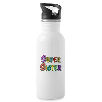 Super Sister lettering for the best sister - Water bottle with straw - white - Right