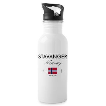 Stavanger Norvège Coordonnées Souvenir de voyage - Gourde avec paille intégrée - blanc - Droite