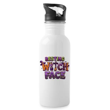 Resting Witch Face – lustiger Halloween-T-Shirt-Zaun - Trinkflasche mit integriertem Trinkhalm - Weiß - Rechts