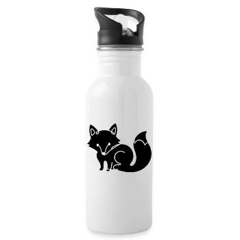 Silhouette de renard – Motif minimal d’animal de la forêt - Gourde avec paille intégrée - blanc - Droite